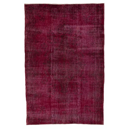 Red Overdyed Rug for Modern Interiors, 1960s Hand-Knotted Central Anatolian Carpet. 6 x 9 Ft (180 x 275 cm)