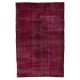 Red Overdyed Rug for Modern Interiors, 1960s Hand-Knotted Central Anatolian Carpet. 6 x 9 Ft (180 x 275 cm)