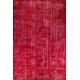 Red Overdyed Rug for Modern Interiors, 1960s Hand-Knotted Central Anatolian Carpet. 6.2 x 9.6 Ft (187 x 290 cm)