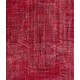 Red Overdyed Area Rug, 1960s Hand-Knotted Central Anatolian Carpet. 6.5 x 9.6 Ft (196 x 290 cm)