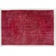 Red Overdyed Area Rug, 1960s Hand-Knotted Central Anatolian Carpet. 6.5 x 9.6 Ft (196 x 290 cm)