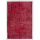 Red Overdyed Area Rug, 1960s Hand-Knotted Central Anatolian Carpet. 6.5 x 9.6 Ft (196 x 290 cm)