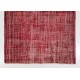 Red Overdyed Rug for Modern Interiors, 1960s Hand-Knotted Central Anatolian Carpet. 6.5 x 9.6 Ft (196 x 291 cm)