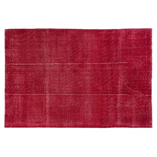 Red Overdyed Area Rug, 1960s Hand-Knotted Central Anatolian Carpet. 6.7 x 9.9 Ft (204 x 300 cm)