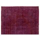 Red Overdyed Area Rug, 1960s Hand-Knotted Central Anatolian Carpet. 6.8 x 10.2 Ft (206 x 310 cm)