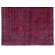 Red Overdyed Area Rug, 1960s Hand-Knotted Central Anatolian Carpet. 6.8 x 10.2 Ft (206 x 310 cm)