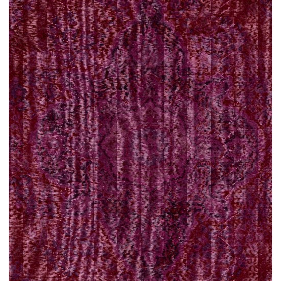 Red Overdyed Area Rug, 1960s Hand-Knotted Central Anatolian Carpet. 6.8 x 10.2 Ft (206 x 310 cm)