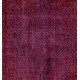 Red Overdyed Area Rug, 1960s Hand-Knotted Central Anatolian Carpet. 6.8 x 10.2 Ft (206 x 310 cm)