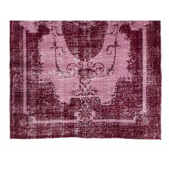 Red Overdyed Area Rug, 1960s Hand-Knotted Central Anatolian Carpet. 6.9 x 10.7 Ft (208 x 325 cm)