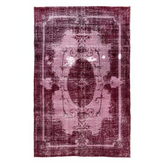 Red Overdyed Area Rug, 1960s Hand-Knotted Central Anatolian Carpet. 6.9 x 10.7 Ft (208 x 325 cm)
