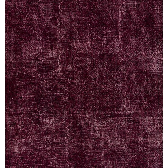 Maroon Red Overdyed Area Rug, 1960s Hand-Knotted Central Anatolian Carpet. 6.9 x 10.2 Ft (210 x 309 cm)