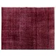 Maroon Red Overdyed Area Rug, 1960s Hand-Knotted Central Anatolian Carpet. 7 x 10.5 Ft (211 x 318 cm)