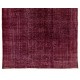 Maroon Red Overdyed Area Rug, 1960s Hand-Knotted Central Anatolian Carpet. 7 x 10.5 Ft (211 x 318 cm)