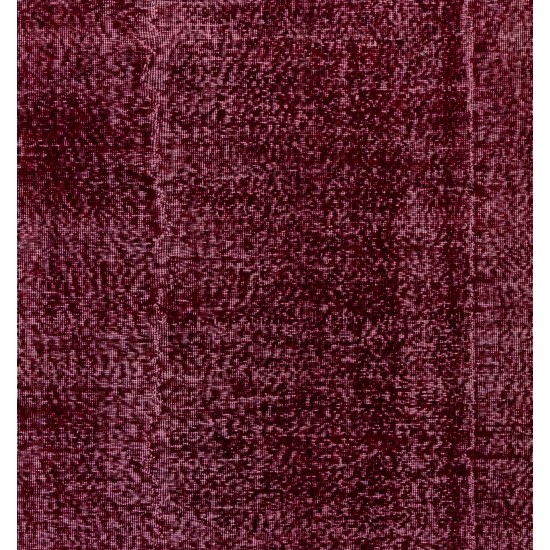 Maroon Red Overdyed Area Rug, 1960s Hand-Knotted Central Anatolian Carpet. 7 x 10.5 Ft (211 x 318 cm)