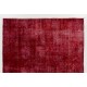 Distressed Red Overdyed Rug, 1960s Hand-Knotted Central Anatolian Carpet. 7.4 x 10 Ft (225 x 303 cm)