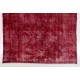 Distressed Red Overdyed Rug, 1960s Hand-Knotted Central Anatolian Carpet. 7.4 x 10 Ft (225 x 303 cm)