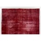 Distressed Red Overdyed Rug, 1960s Hand-Knotted Central Anatolian Carpet. 7.8 x 10.8 Ft (235 x 327 cm)