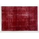 Distressed Red Overdyed Rug, 1960s Hand-Knotted Central Anatolian Carpet. 7.8 x 10.8 Ft (235 x 327 cm)