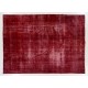 Distressed Red Overdyed Rug, 1960s Hand-Knotted Central Anatolian Carpet. 7.8 x 10.8 Ft (235 x 327 cm)
