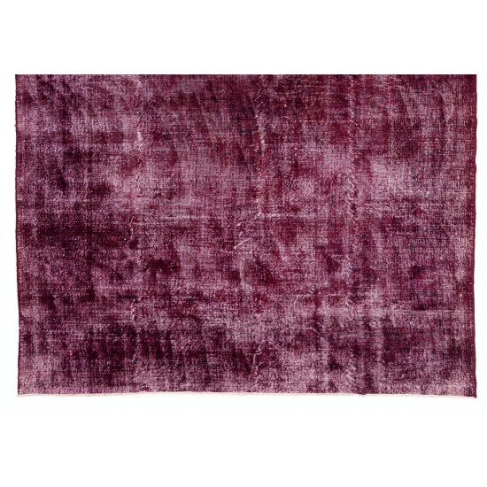 Maroon Red Overdyed Area Rug, Large 1960s Hand-Knotted Central Anatolian Carpet. 8.3 x 11.4 Ft (250 x 345 cm)