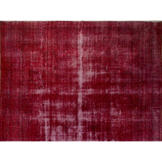 Red Overdyed Area Rug, Large 1960s Hand-Knotted Central Anatolian Carpet. 8.4 x 12.8 Ft (255 x 390 cm)