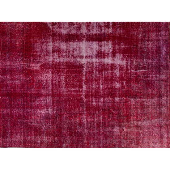 Red Overdyed Area Rug, Large 1960s Hand-Knotted Central Anatolian Carpet. 8.4 x 12.8 Ft (255 x 390 cm)