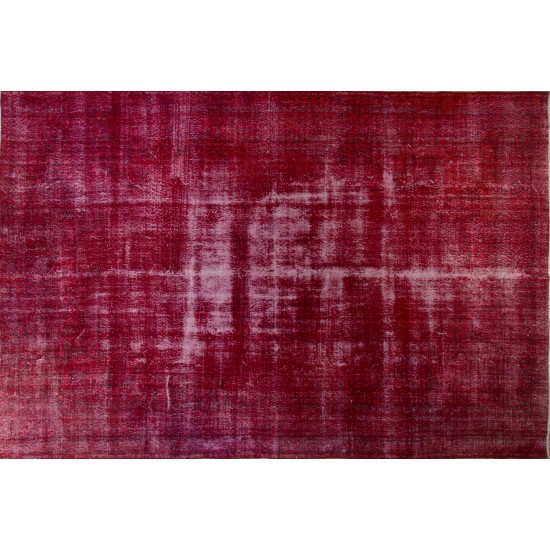 Red Overdyed Area Rug, Large 1960s Hand-Knotted Central Anatolian Carpet. 8.4 x 12.8 Ft (255 x 390 cm)