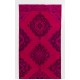 Pink Overdyed Runner Rug, Mid-Century Handmade Corridor Carpet from Turkey. 3.3 x 11.4 Ft (98 x 346 cm)