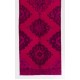 Pink Overdyed Runner Rug, Mid-Century Handmade Corridor Carpet from Turkey. 3.3 x 11.4 Ft (98 x 346 cm)