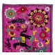 Silk Hand Embroidered Bed Cover, Vintage Suzani Wall Hanging from Uzbekistan. 4.7 x 8.9 Ft (143 x 270 cm)