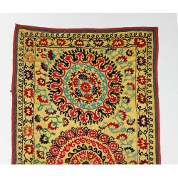 Silk Hand Embroidered Bed Cover, Vintage Suzani Wall Hanging from Uzbekistan. 4.9 x 9.4 Ft (147 x 285 cm)