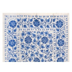 Silk Hand Embroidered Bed Cover, Vintage Suzani Wall Hanging from Uzbekistan. 6.3 x 8.3 Ft (192 x 250 cm)