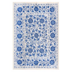 Silk Hand Embroidered Bed Cover, Vintage Suzani Wall Hanging from Uzbekistan. 6.3 x 8.3 Ft (192 x 250 cm)