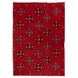 Silk Hand Embroidered Bed Cover, Vintage Suzani Wall Hanging from Uzbekistan. 6.7 x 8.7 Ft (204 x 263 cm)