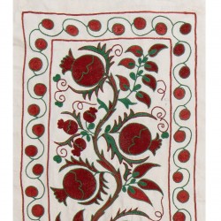 Silk Hand Embroidered Bed Cover, Vintage Suzani Wall Hanging from Uzbekistan. 1.7 x 6 Ft (50 x 185 cm)