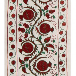 Silk Hand Embroidered Bed Cover, Vintage Suzani Wall Hanging from Uzbekistan. 1.7 x 6 Ft (50 x 185 cm)