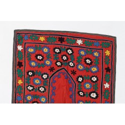 Vintage Central Asian / Uzbek Suzani Wall Hanging, Silk Hand Embroidered Bed Cover. 3 x 6.4 Ft (94 x 193 cm)