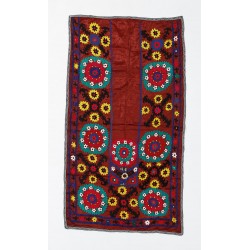 Vintage Central Asian / Uzbek Suzani Wall Hanging, Silk Hand Embroidered Bed Cover. 3.3 x 5.8 Ft (98 x 175 cm)