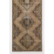 Hand-Knotted Vintage Turkish Runner Rug, Authentic Wool Hallway Runner. 3.6 x 12 Ft (108 x 365 cm)