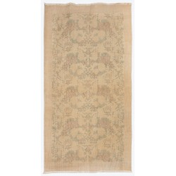 Handmade Vintage Rug, Floral Patterned Anatolian Carpet. 3.7 x 6.7 Ft (110 x 203 cm)