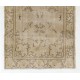 Antique Washed Turkish Accent Rug, Vintage Handmade Art Deco Chinese Design Carpet. 3.8 x 6.5 Ft (114 x 198 cm)