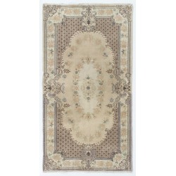 Vintage Baroque Style Handmade Turkish Oushak Accent Rug, Woolen Floor Covering. 3.8 x 6.9 Ft (114 x 210 cm)
