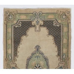 Vintage Baroque Style Handmade Turkish Oushak Accent Rug, Woolen Floor Covering. 3.8 x 7 Ft (115 x 212 cm)