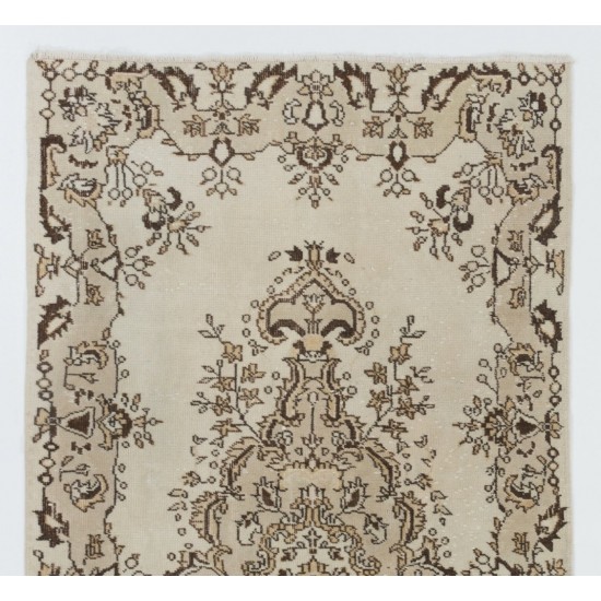 Vintage Handmade Turkish Oushak Accent Rug with Medallion Design. 3.8 x 7.2 Ft (115 x 217 cm)