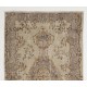 Antique Washed Mid-Century Handmade Turkish Oushak Accent Rug. 3.9 x 6.7 Ft (116 x 204 cm)