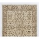 Turkish Oushak Accent Rug with Floral Design, Traditional Hand-Knotted 1960s Carpet. 3.9 x 6.8 Ft (116 x 206 cm)
