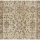 Turkish Oushak Accent Rug with Floral Design, Traditional Hand-Knotted 1960s Carpet. 3.9 x 6.8 Ft (116 x 206 cm)