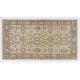 Turkish Oushak Accent Rug with Floral Design, Traditional Hand-Knotted 1960s Carpet. 3.9 x 6.8 Ft (116 x 206 cm)