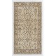 Turkish Oushak Accent Rug with Floral Design, Traditional Hand-Knotted 1960s Carpet. 3.9 x 6.8 Ft (116 x 206 cm)