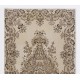 Turkish Oushak Accent Rug with Floral Garden Design, Hand-Knotted 1960s Carpet. 3.9 x 6.9 Ft (116 x 210 cm)